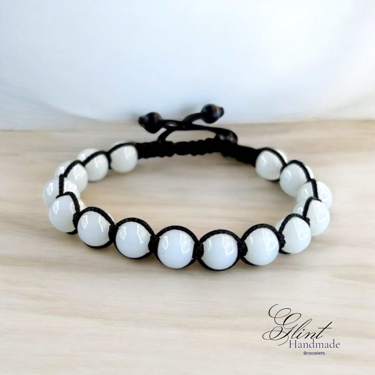 White Bead Macrame Bracelet