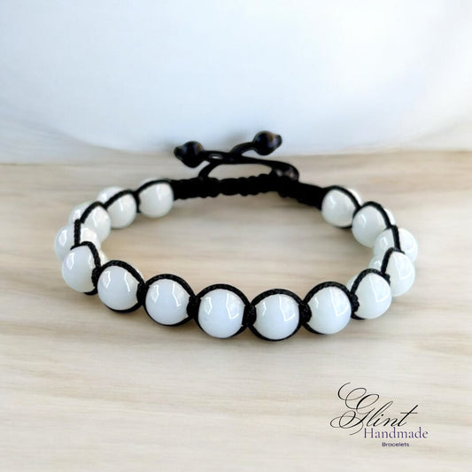 White Bead Macrame Bracelet