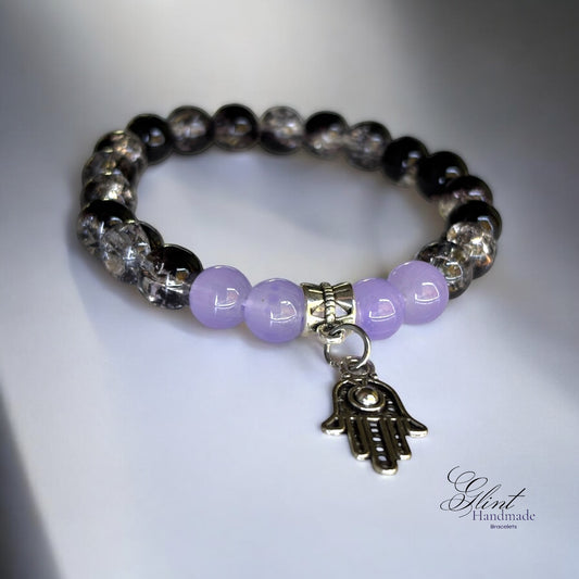 Hamsa Charm Bracelet with Dual-Tone Beads