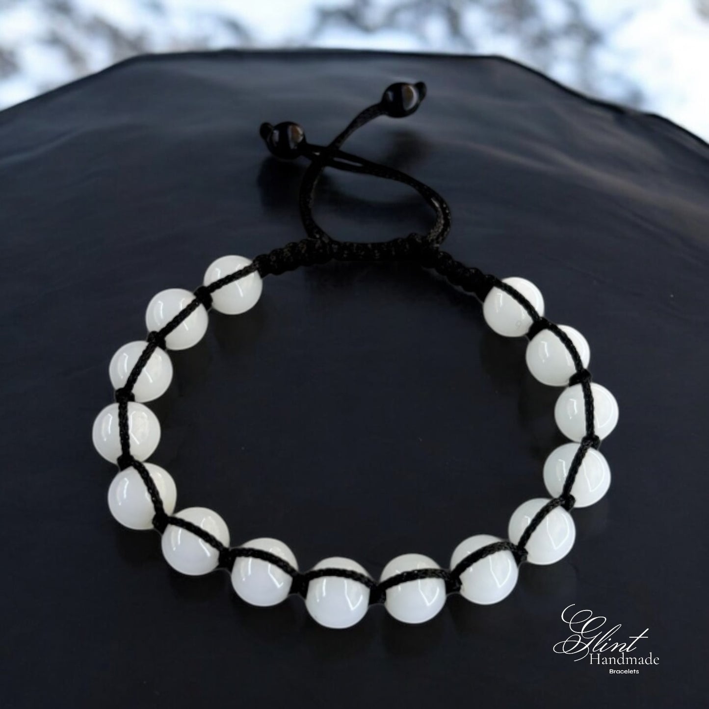 White Bead Macrame Bracelet