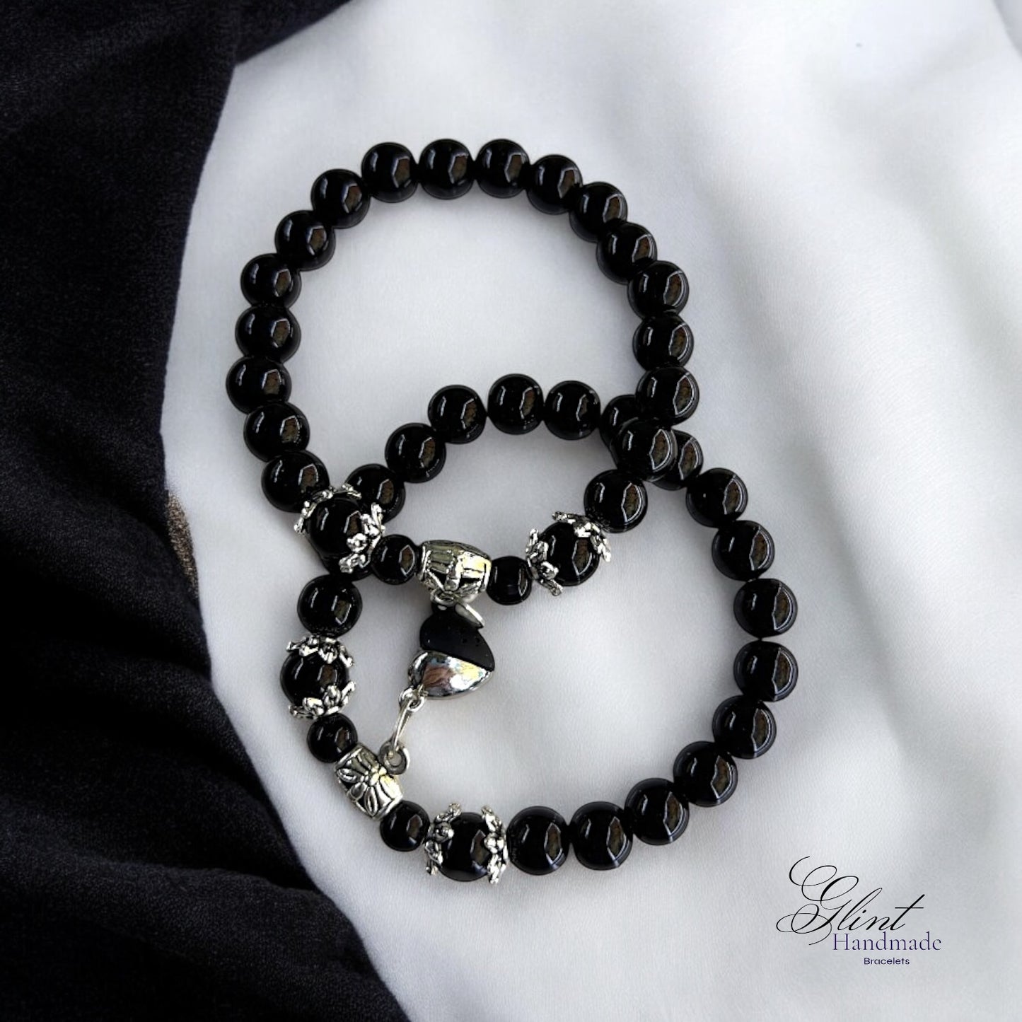 Black & Silver Magnetic Heart Couple Bracelets