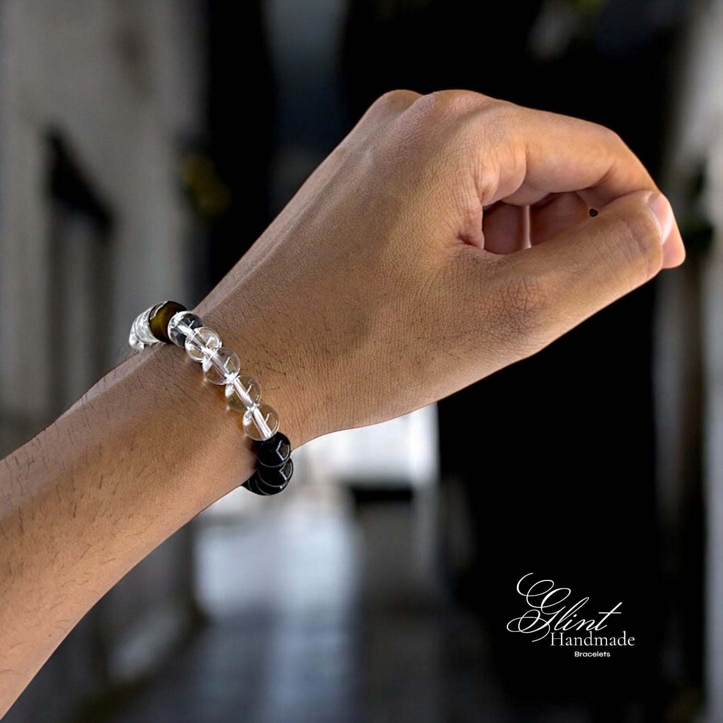 Dual Harmony Tiger Eye & Glass Bead Bracelet