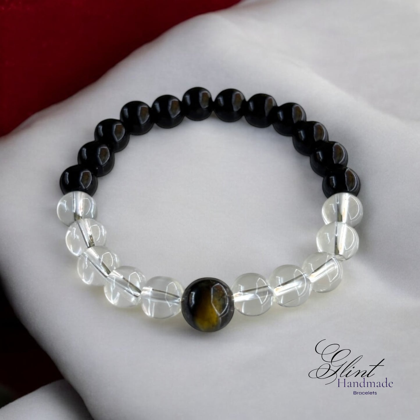 Dual Harmony Tiger Eye & Glass Bead Bracelet