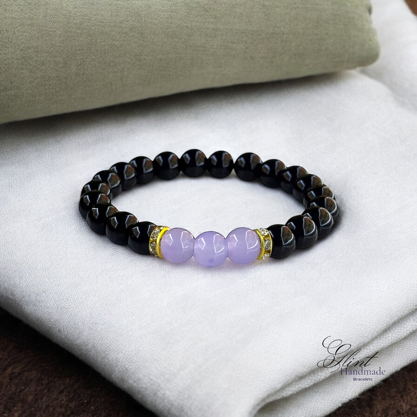 Black & Lavender Elegance Bracelet